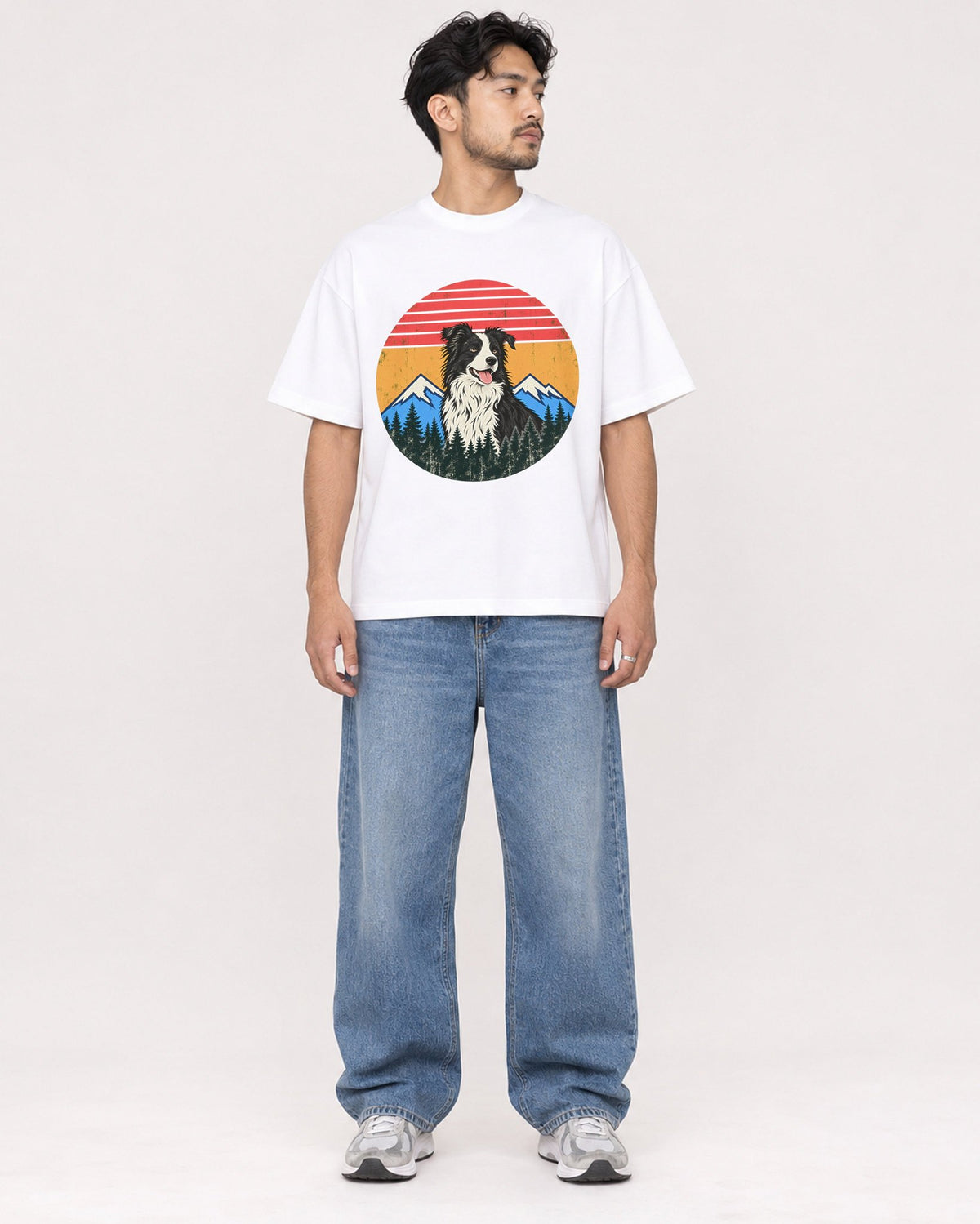 Mockup Boxy Heavyweight Tee White male full-body 02