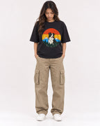 Mockup Boxy Heavyweight Tee Black female full-body 02