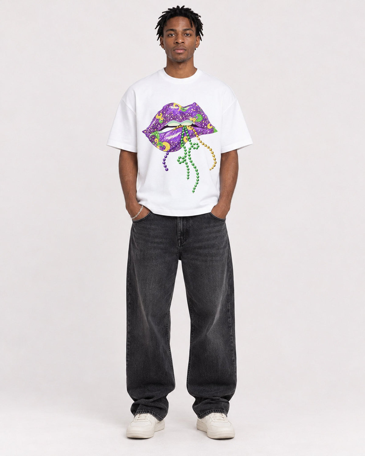 Mockup Boxy Heavyweight Tee White male full-body 05