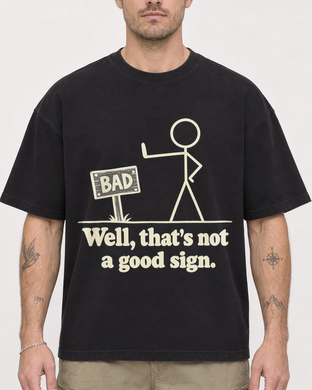 Mockup Boxy Heavyweight Tee Black male close-up 48