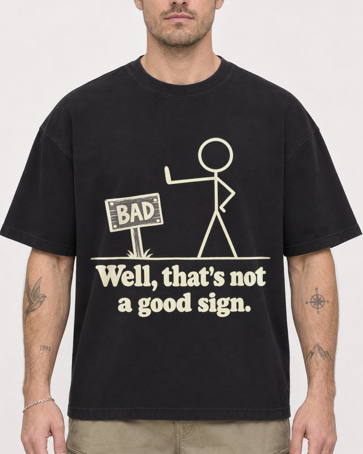Mockup Boxy Heavyweight Tee Black male close-up 48