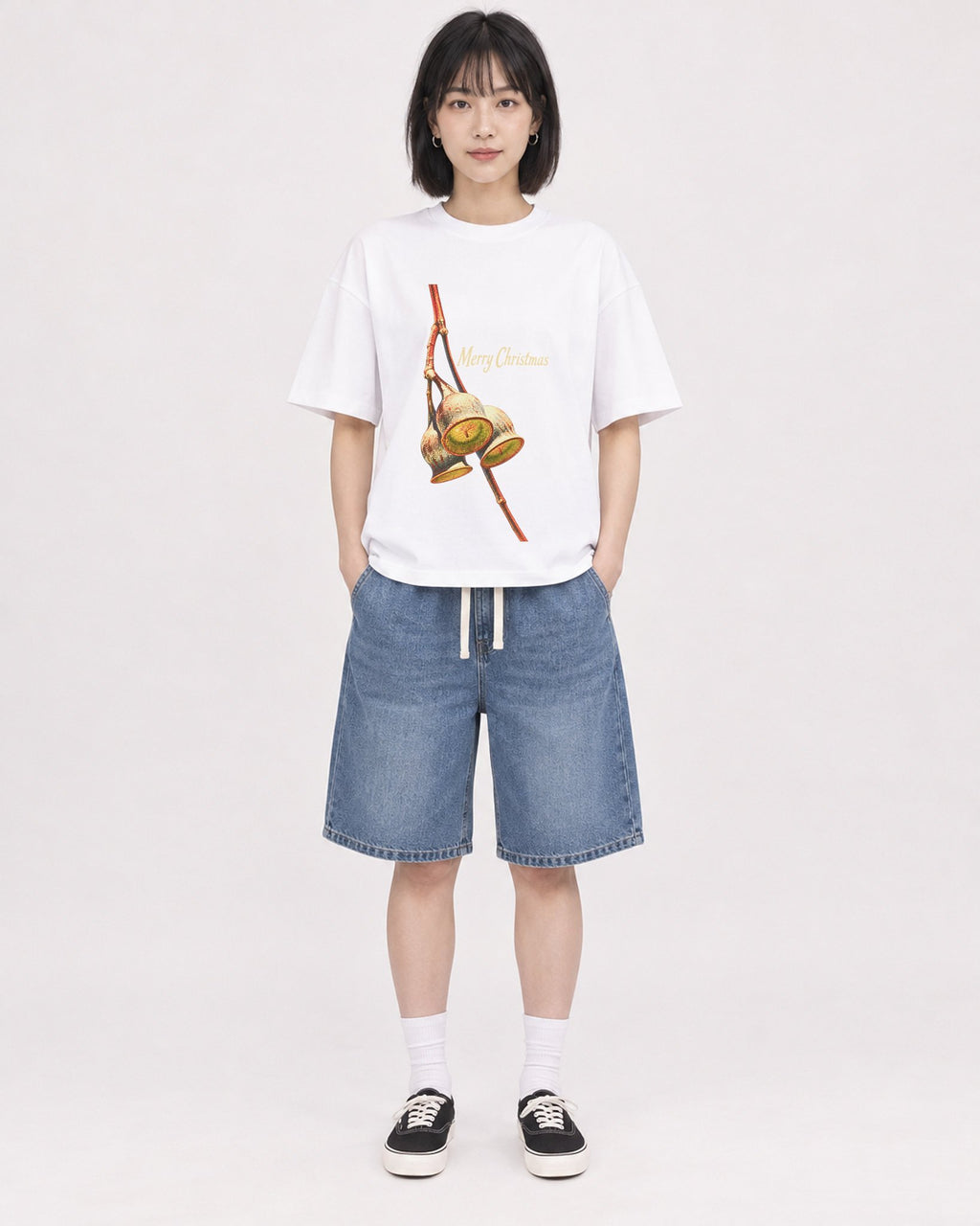 Mockup Boxy Heavyweight Tee White female full-body 11