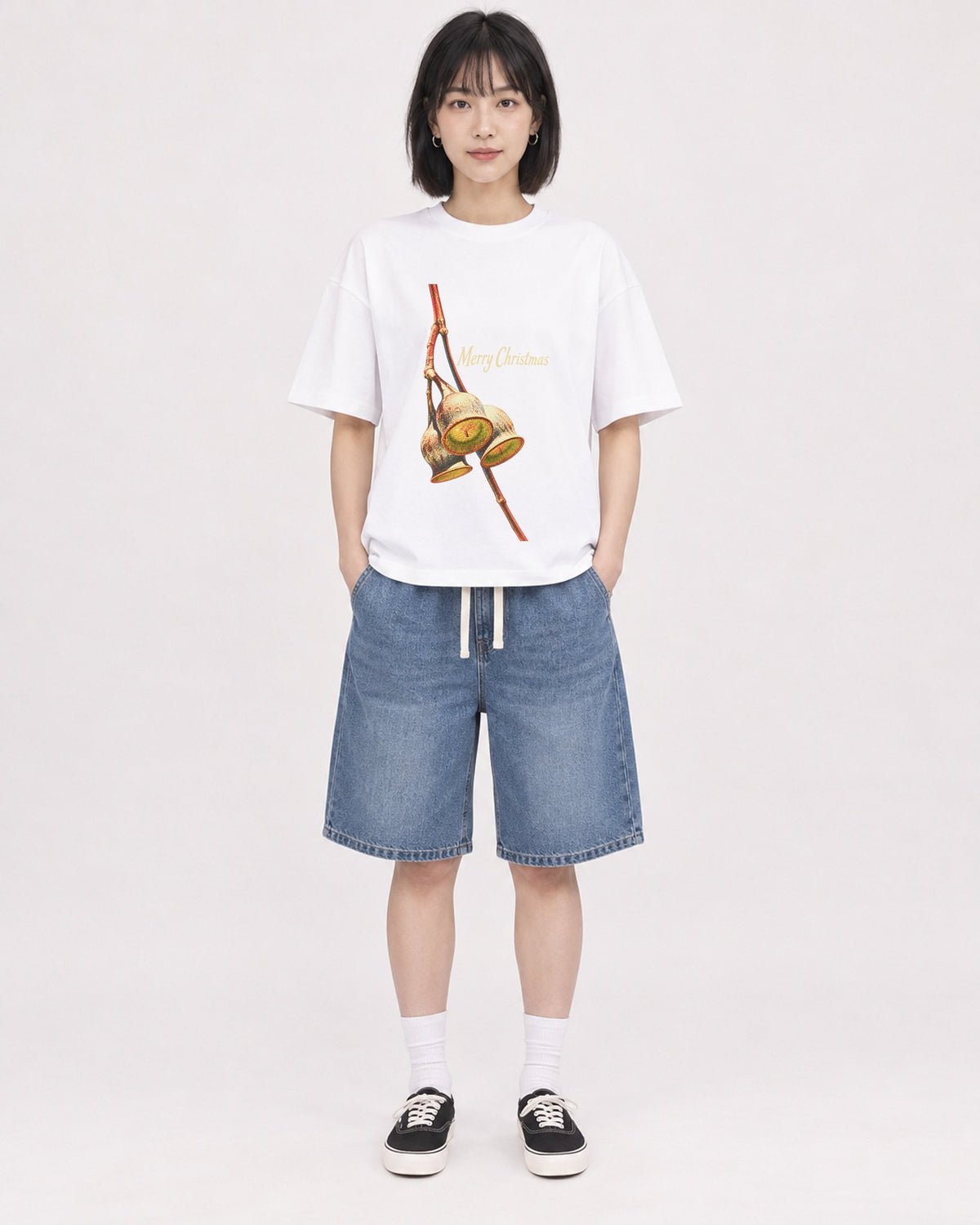 Mockup Boxy Heavyweight Tee White female full-body 11