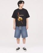 Mockup Boxy Heavyweight Tee Black male full-body 11