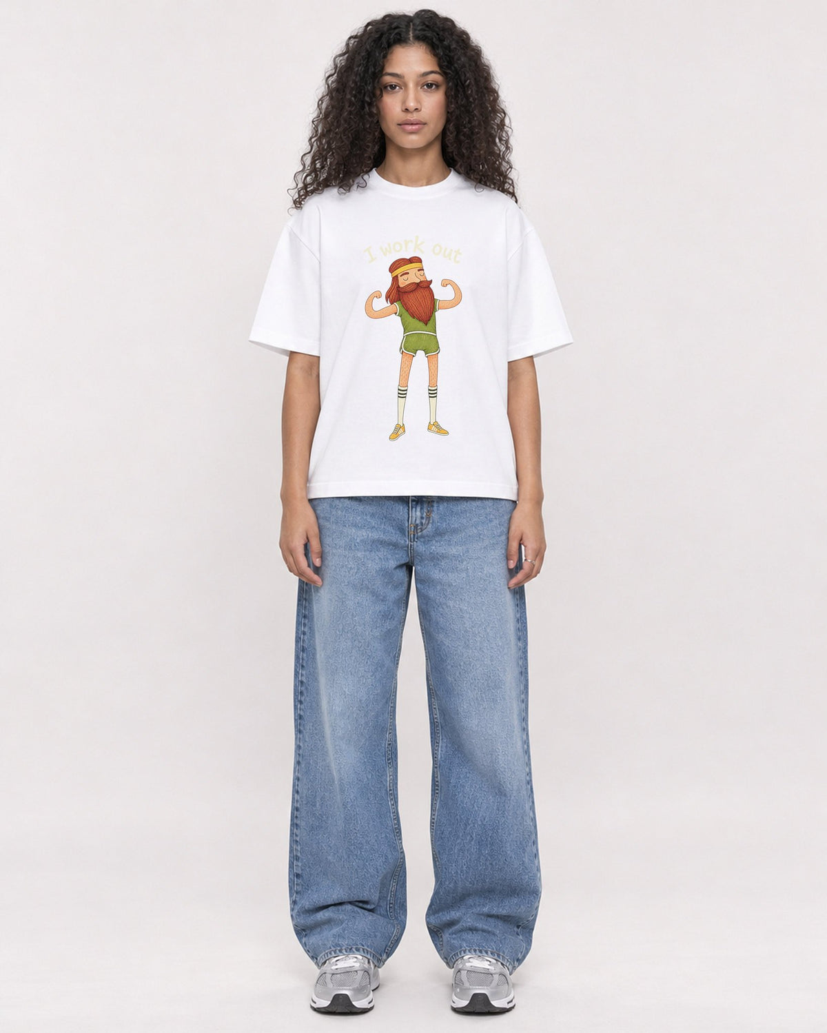 Mockup Boxy Heavyweight Tee White female full-body 10