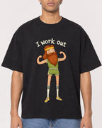 Mockup Boxy Heavyweight Tee Black male close-up 10