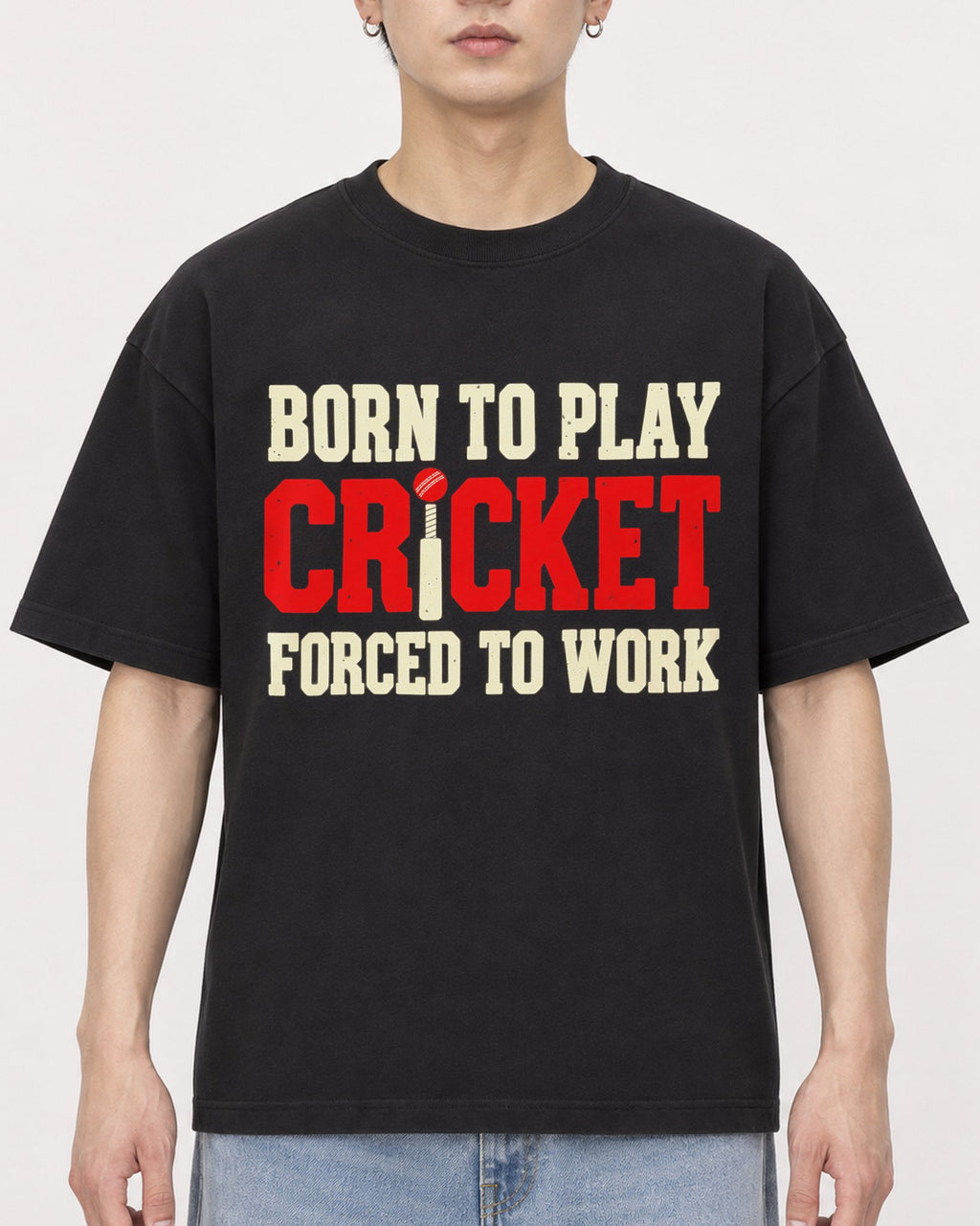 Mockup Boxy Heavyweight Tee Black male close-up 01