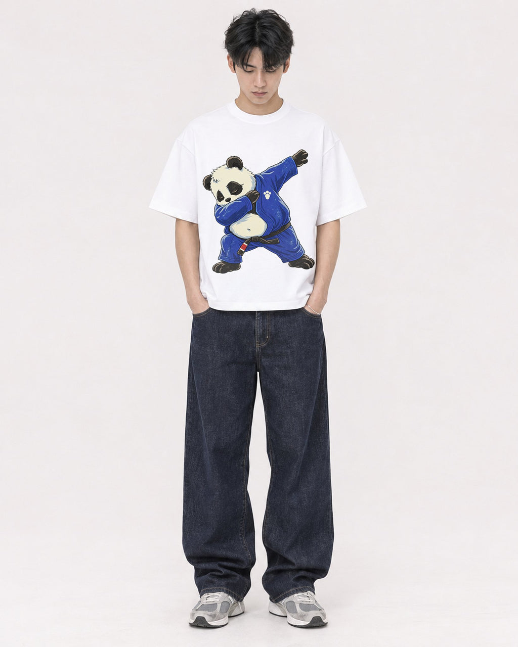 Mockup Boxy Heavyweight Tee White male full-body 31