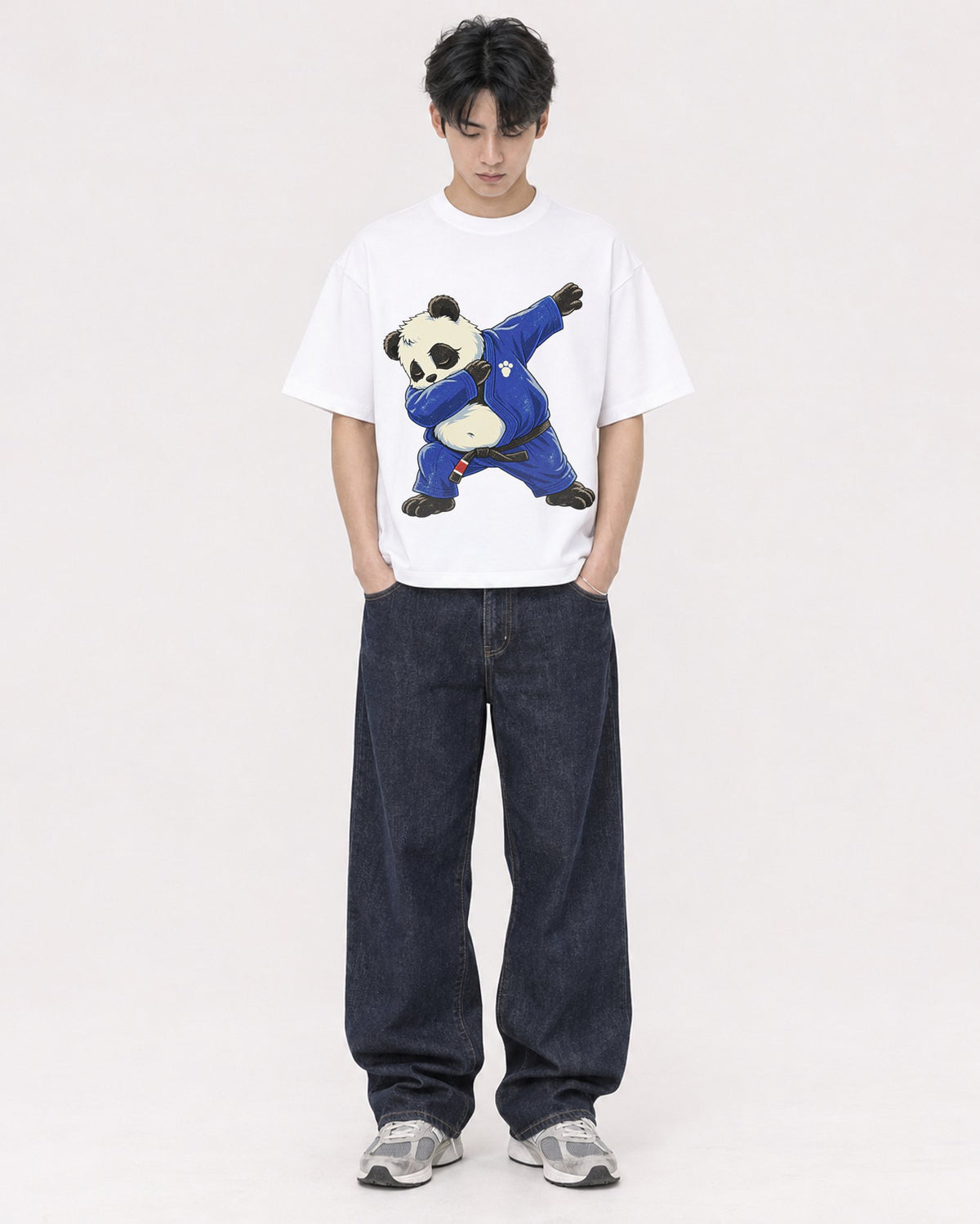 Mockup Boxy Heavyweight Tee White male full-body 31