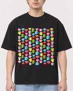 Mockup Boxy Heavyweight Tee Black male close-up 13