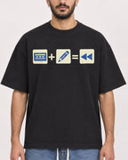 Mockup Boxy Heavyweight Tee Black male close-up 07