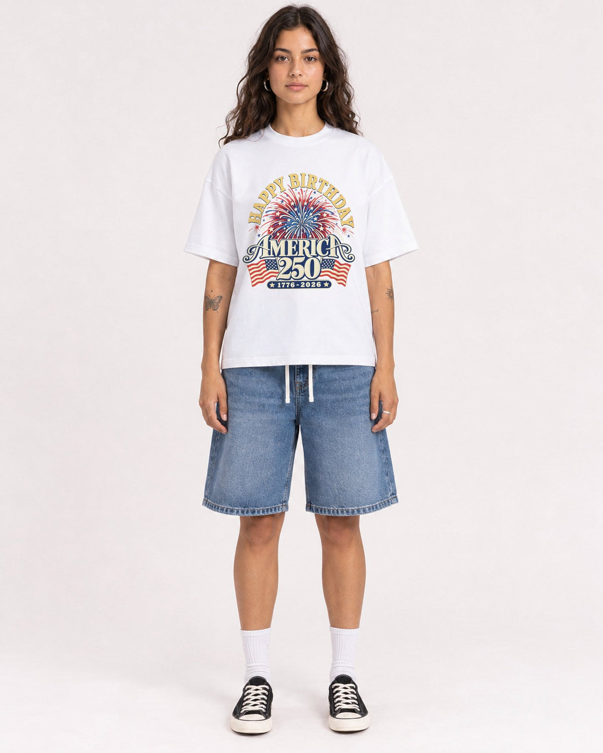 Mockup Boxy Heavyweight Tee White female full-body 06