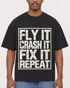Mockup Boxy Heavyweight Tee Black male close-up 14