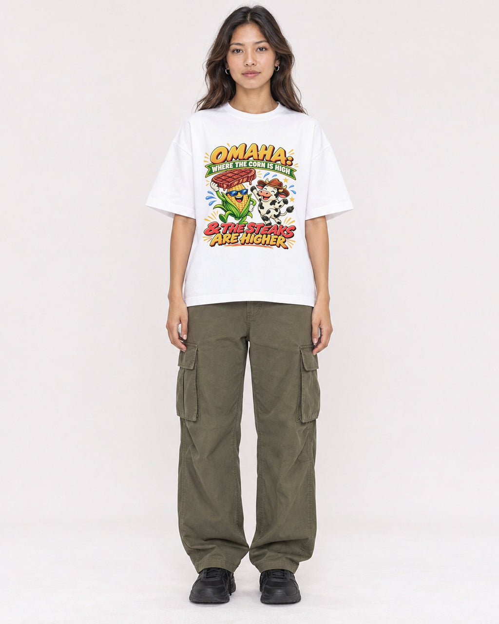 Mockup Boxy Heavyweight Tee White female full-body 02