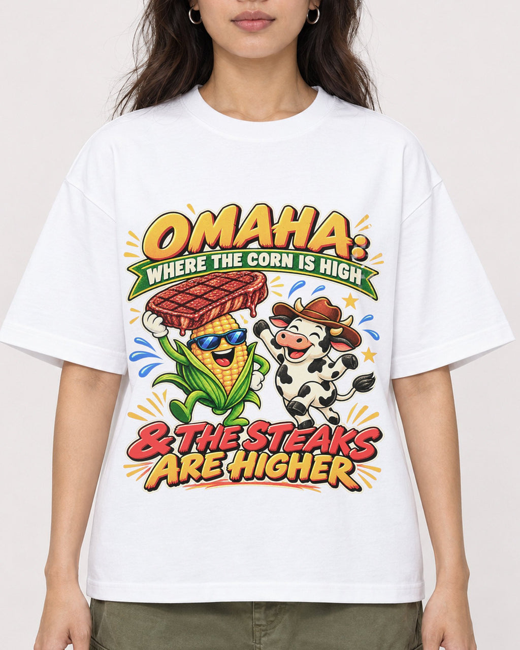 Mockup Boxy Heavyweight Tee White female close-up 02