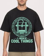 Mockup Boxy Heavyweight Tee Black male close-up 08