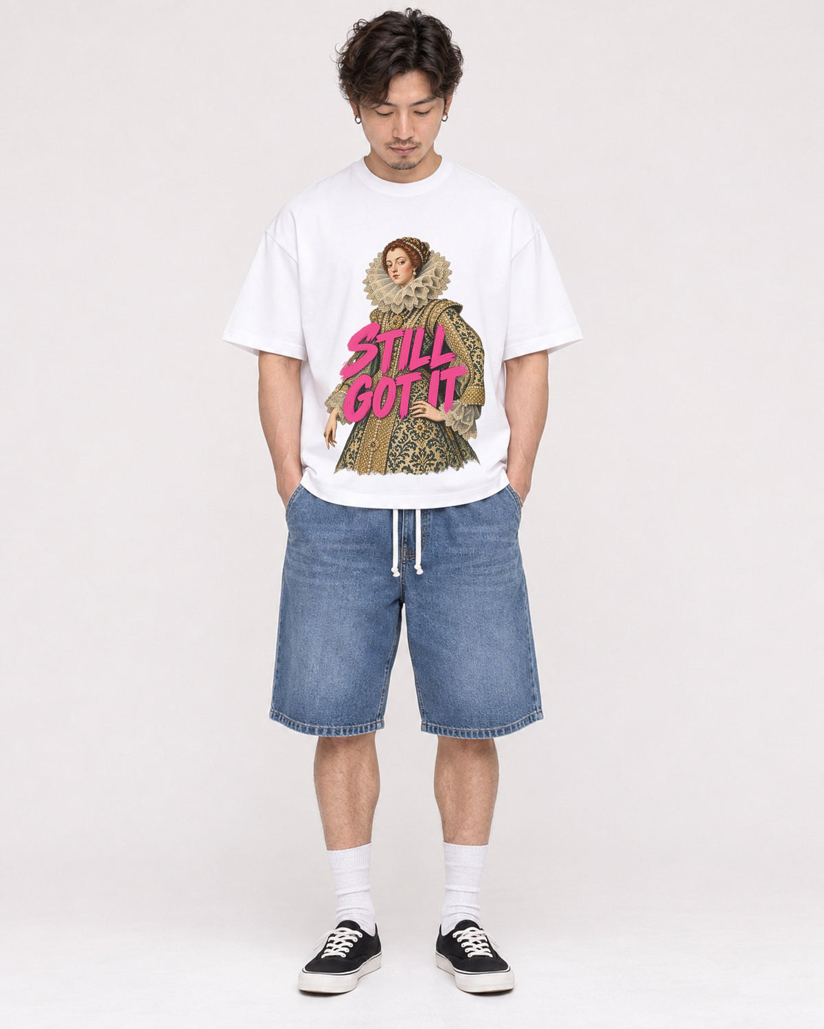 Mockup Boxy Heavyweight Tee White male full-body 03