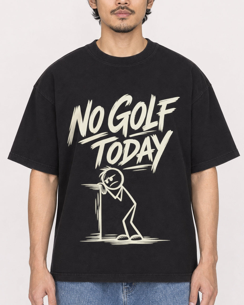 Mockup Boxy Heavyweight Tee Black male close-up 02