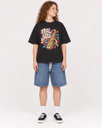 Mockup Boxy Heavyweight Tee Black female full-body 09