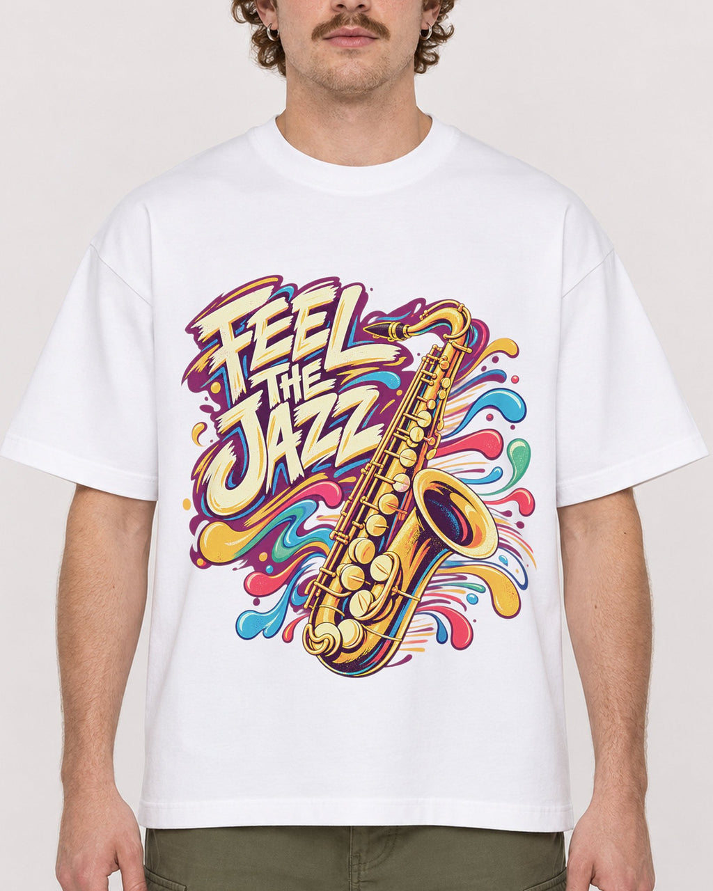 Mockup Boxy Heavyweight Tee White male close-up 09