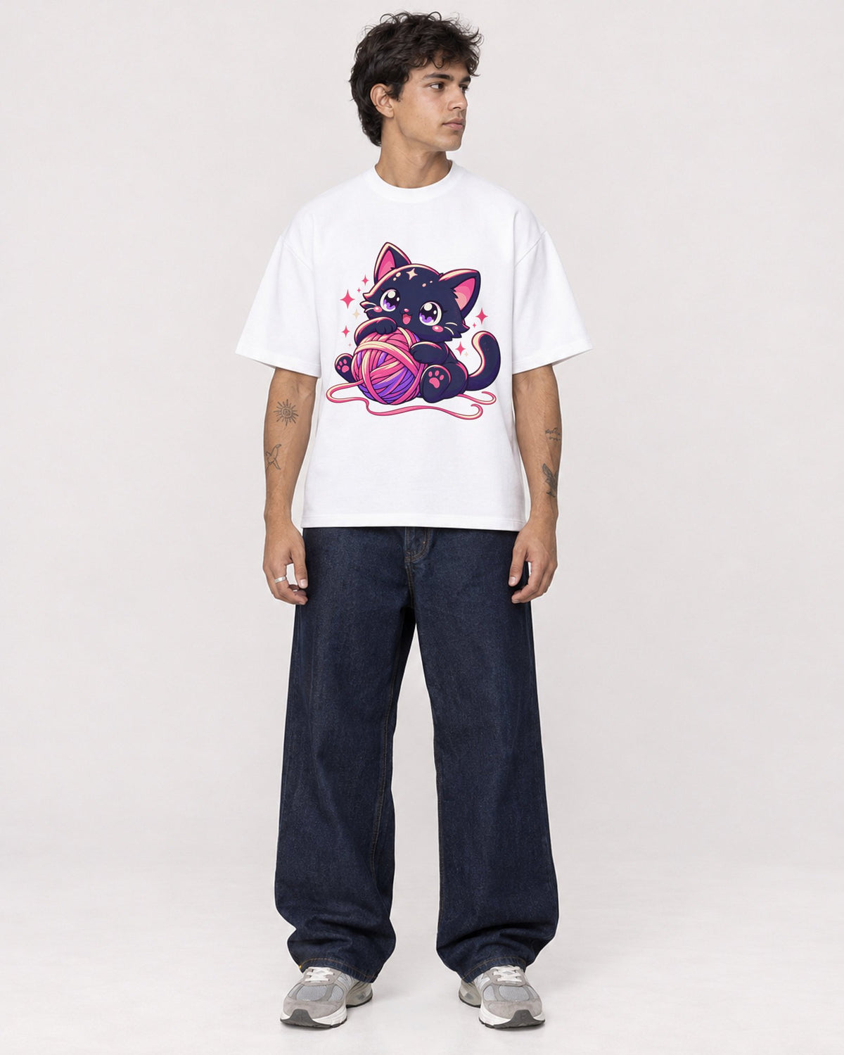 Mockup Boxy Heavyweight Tee White male full-body 06
