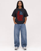 Mockup Boxy Heavyweight Tee Black female full-body 04
