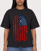 Mockup Boxy Heavyweight Tee Black female close-up 04