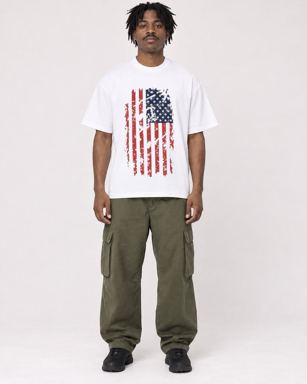 Mockup Boxy Heavyweight Tee White male full-body 04