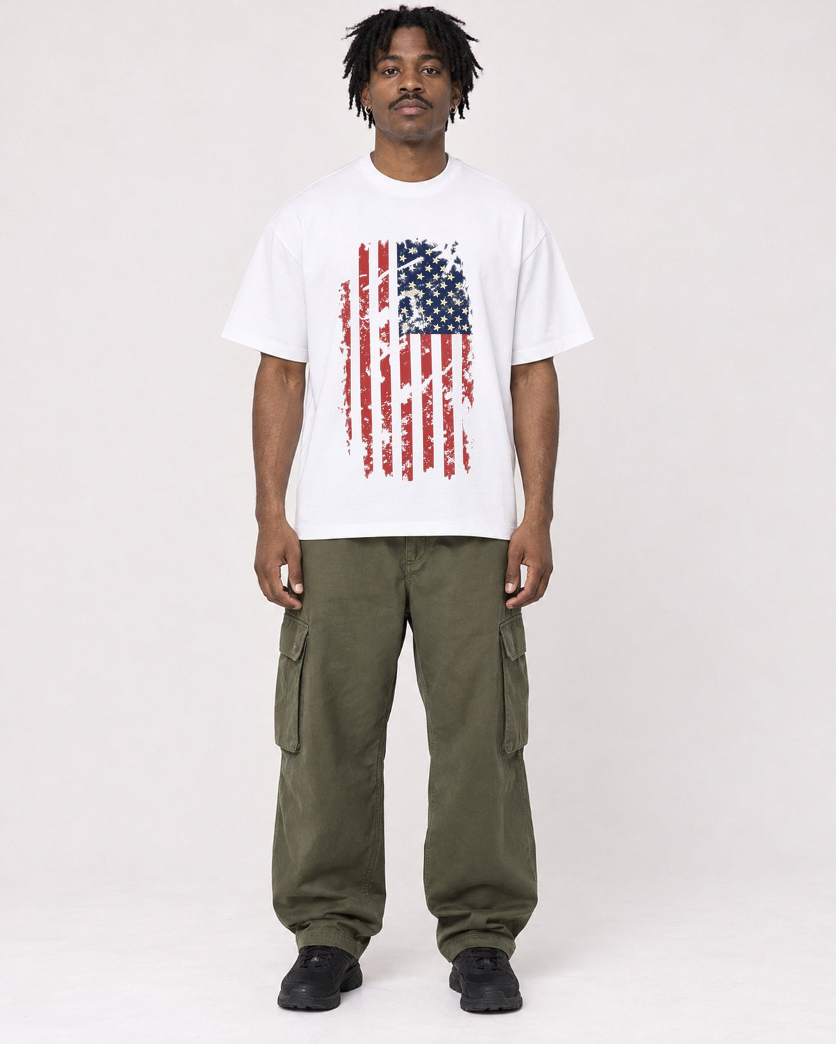 Mockup Boxy Heavyweight Tee White male full-body 04