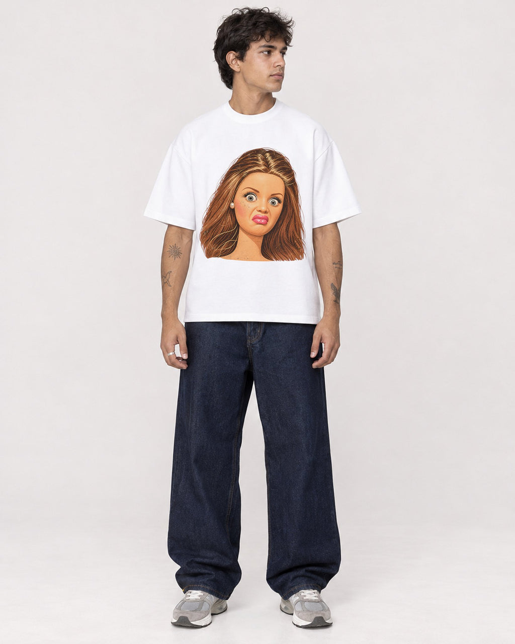 Mockup Boxy Heavyweight Tee White male full-body 06
