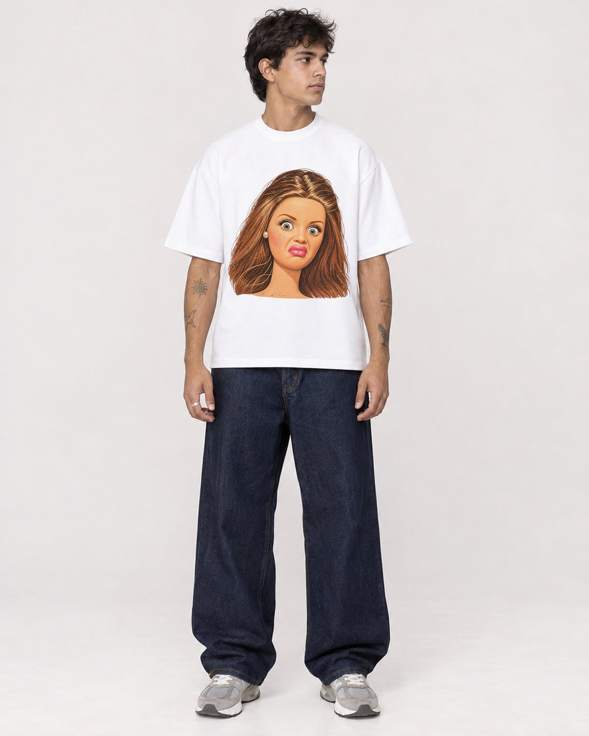 Mockup Boxy Heavyweight Tee White male full-body 06