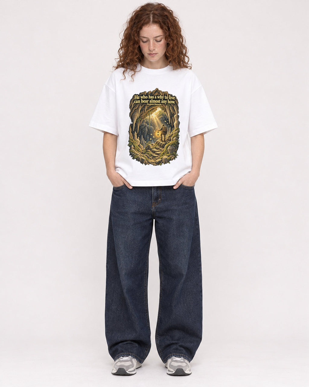 Mockup Boxy Heavyweight Tee White female full-body 09