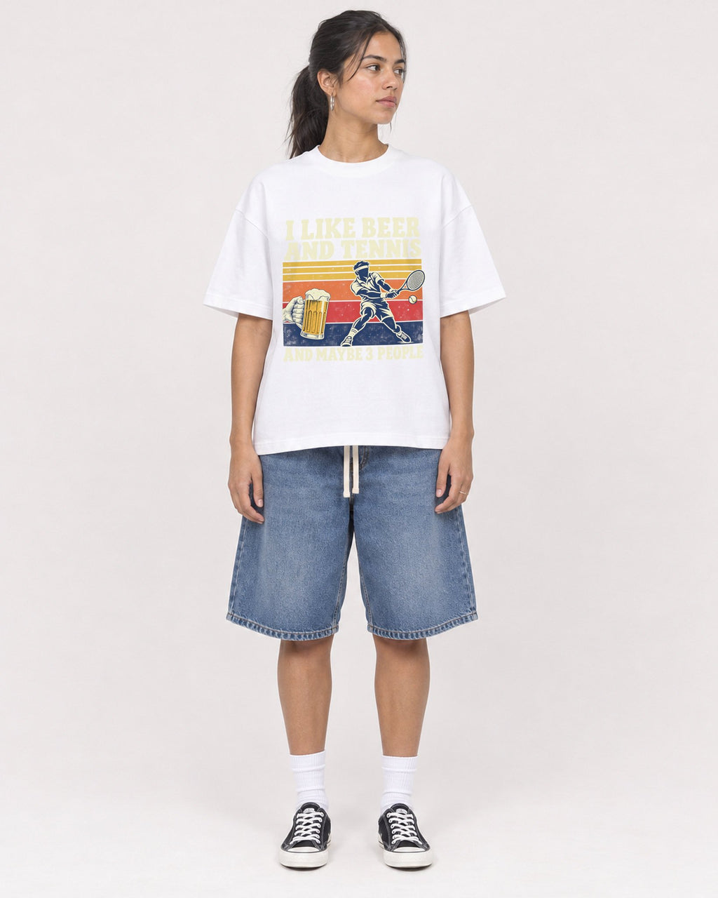 Mockup Boxy Heavyweight Tee White female full-body 16