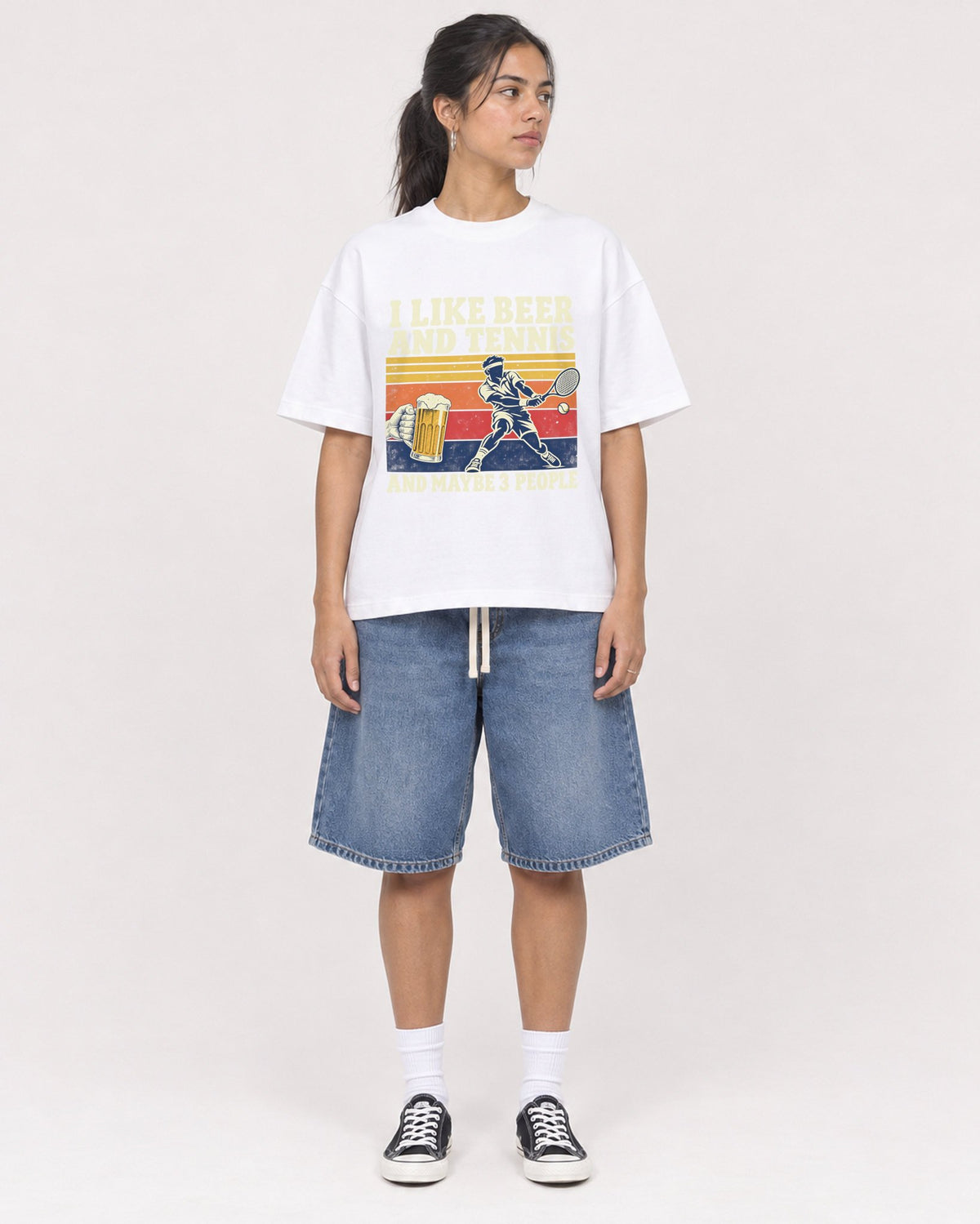 Mockup Boxy Heavyweight Tee White female full-body 16