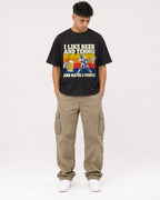 Mockup Boxy Heavyweight Tee Black male full-body 16