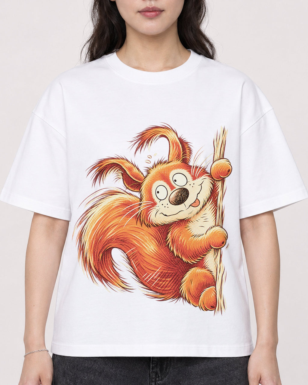Mockup Boxy Heavyweight Tee White female close-up 03