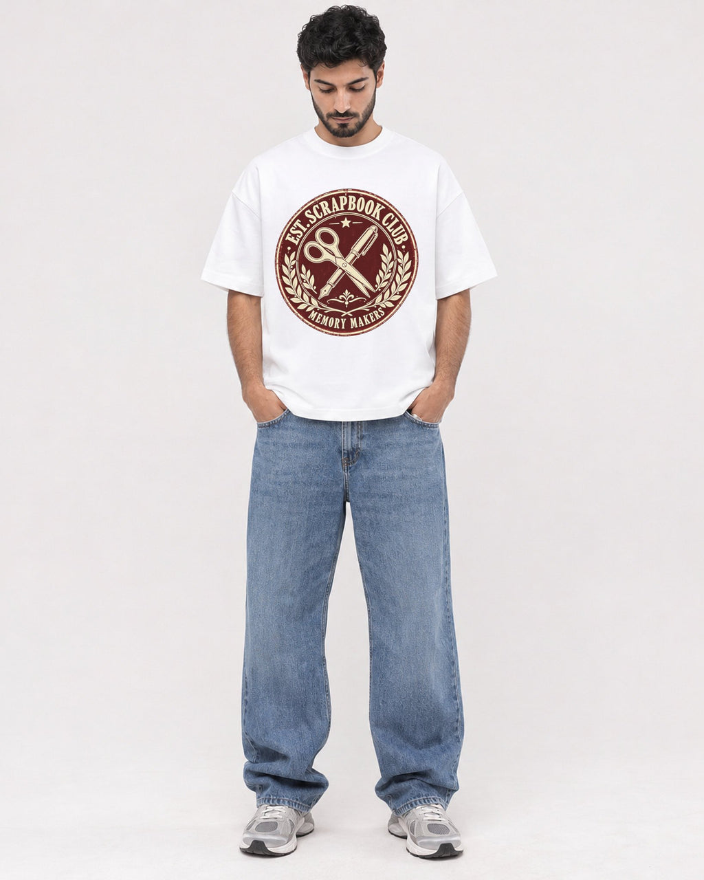 Mockup Boxy Heavyweight Tee White male full-body 07