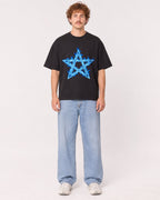 Mockup Boxy Heavyweight Tee Black male full-body 09