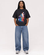 Mockup Boxy Heavyweight Tee Black female full-body 04