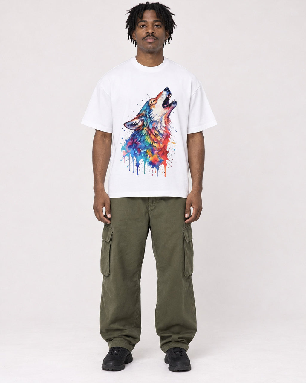 Mockup Boxy Heavyweight Tee White male full-body 04