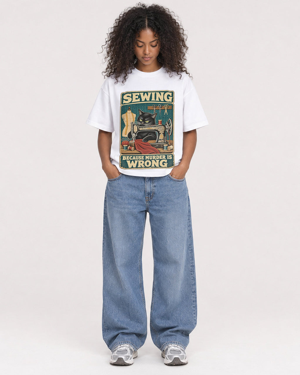 Mockup Boxy Heavyweight Tee White female full-body 05