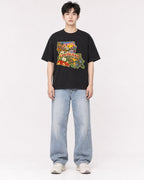 Mockup Boxy Heavyweight Tee Black male full-body 01