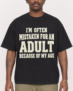 Mockup Boxy Heavyweight Tee Black male close-up 24