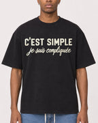 Mockup Boxy Heavyweight Tee Black male close-up 35