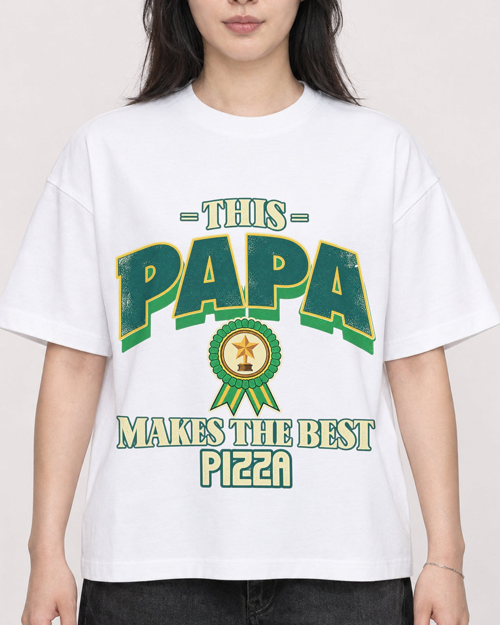 Mockup Boxy Heavyweight Tee White female close-up 13