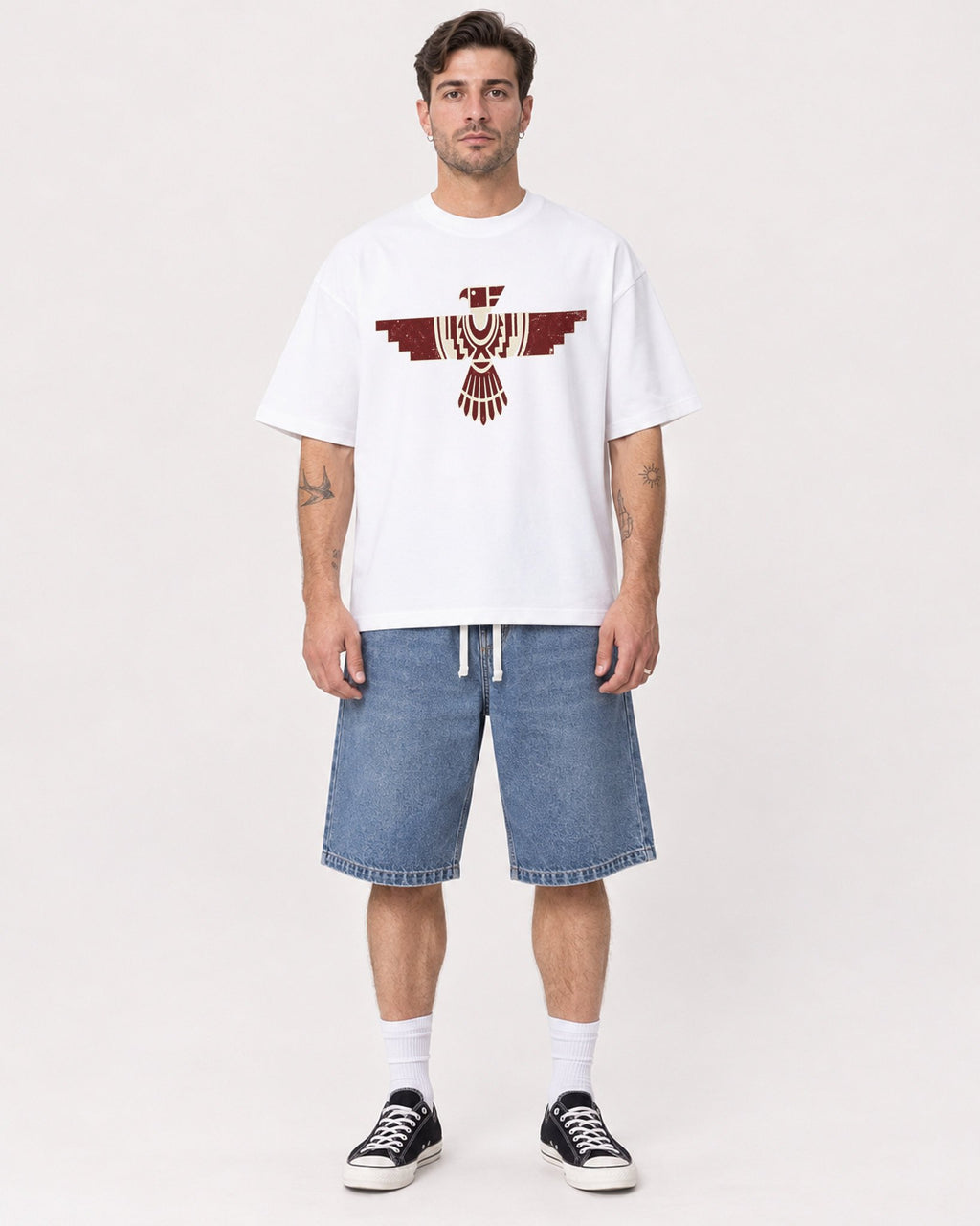 Mockup Boxy Heavyweight Tee White male full-body 48