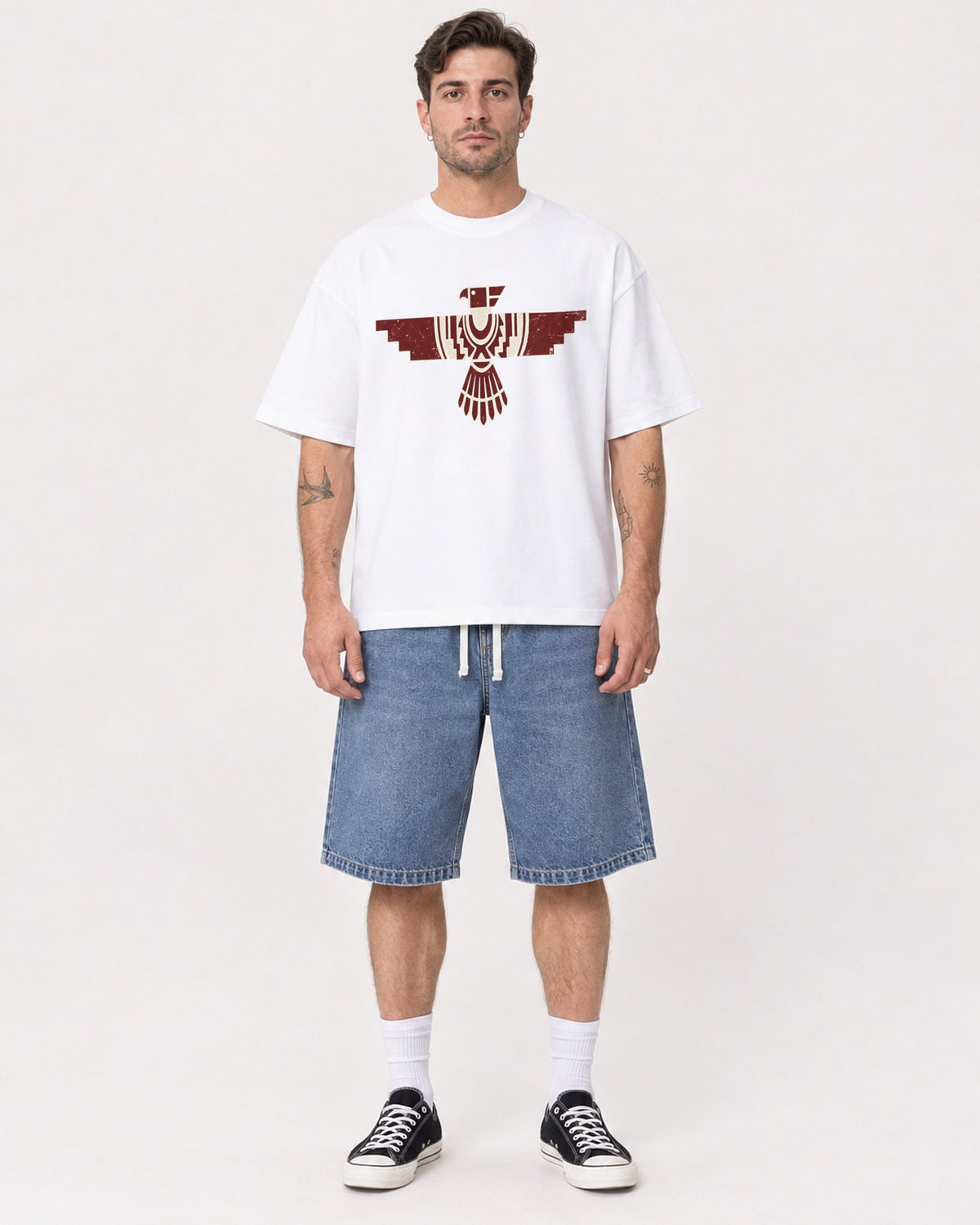 Mockup Boxy Heavyweight Tee White male full-body 48