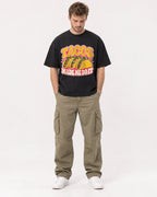 Mockup Boxy Heavyweight Tee Black male full-body 08