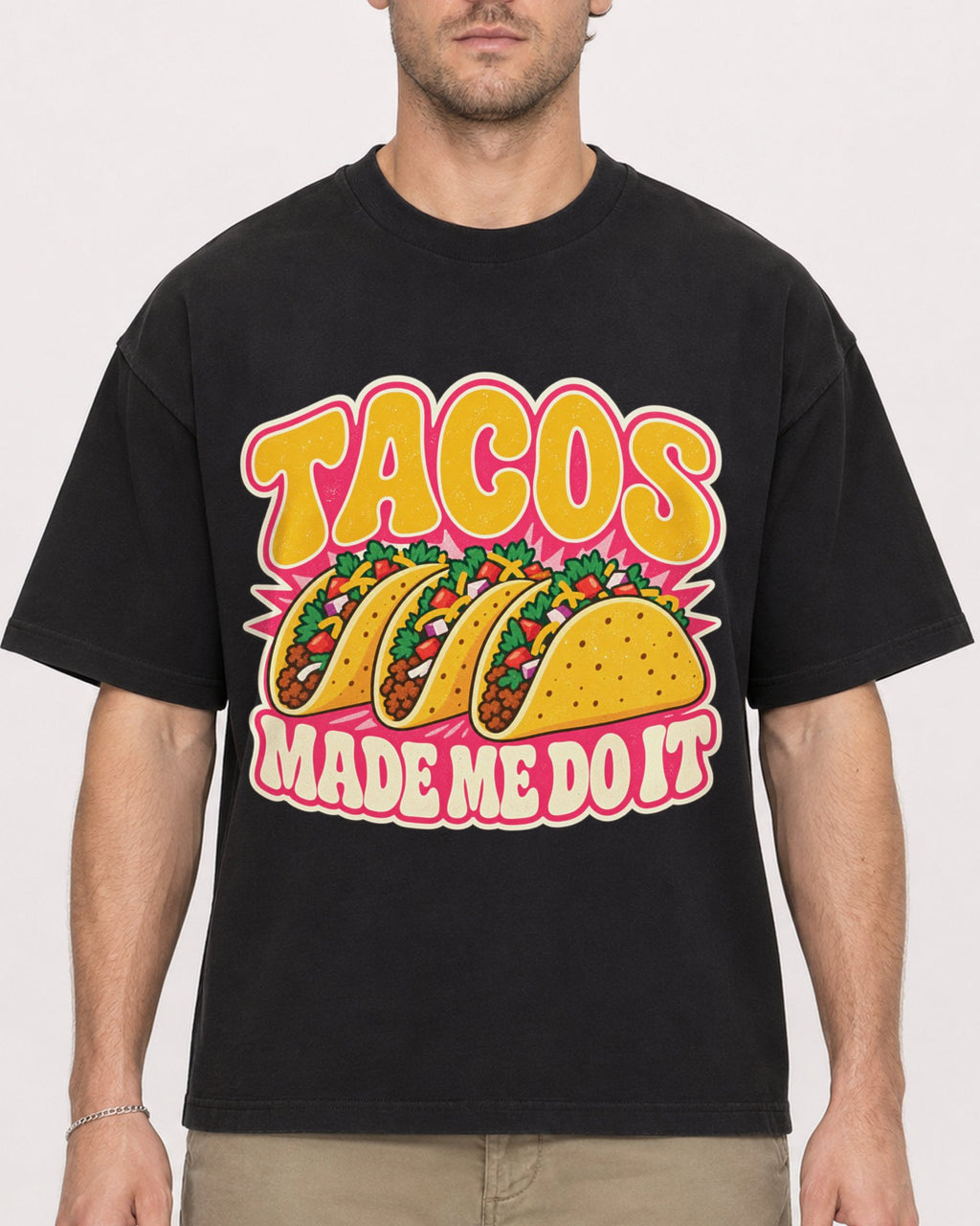 Mockup Boxy Heavyweight Tee Black male close-up 08
