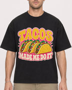 Mockup Boxy Heavyweight Tee Black male close-up 08